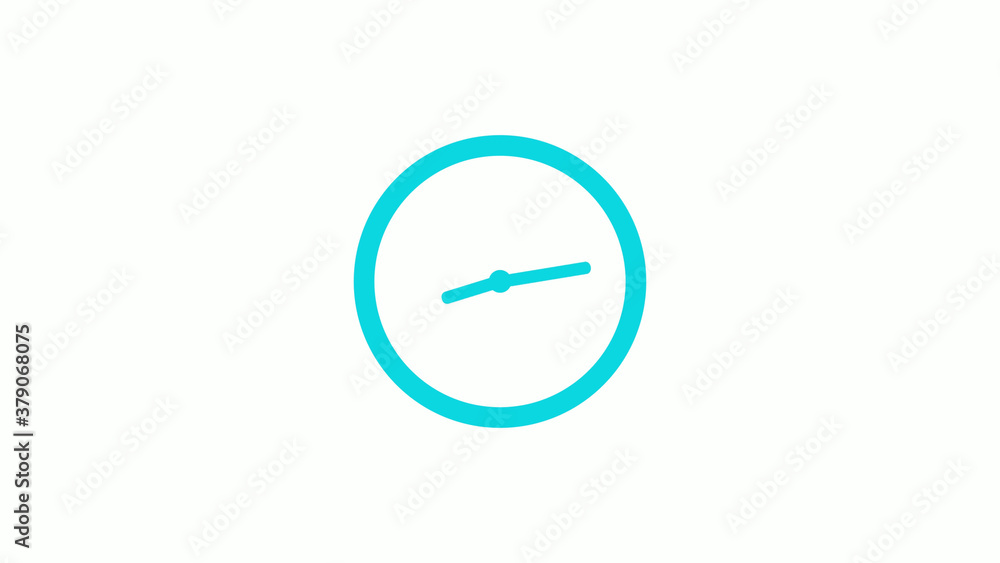 Amazing circle cyan color 12 hours clock icon on white background,circle clock icon without trick Amazing circle cyan color 12 hours clock icon on white background,circle clock icon without trick