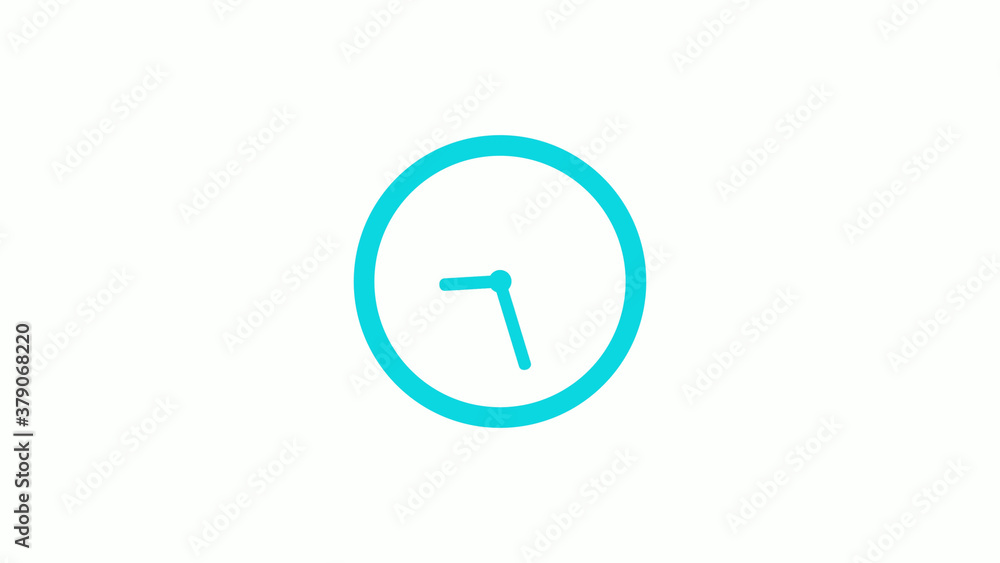Amazing circle cyan color 12 hours clock icon on white background,circle clock icon without trick Amazing circle cyan color 12 hours clock icon on white background,circle clock icon without trick