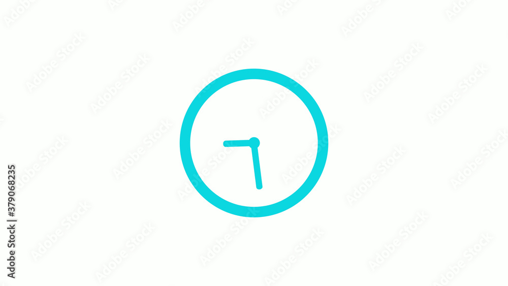 Amazing circle cyan color 12 hours clock icon on white background,circle clock icon without trick Amazing circle cyan color 12 hours clock icon on white background,circle clock icon without trick