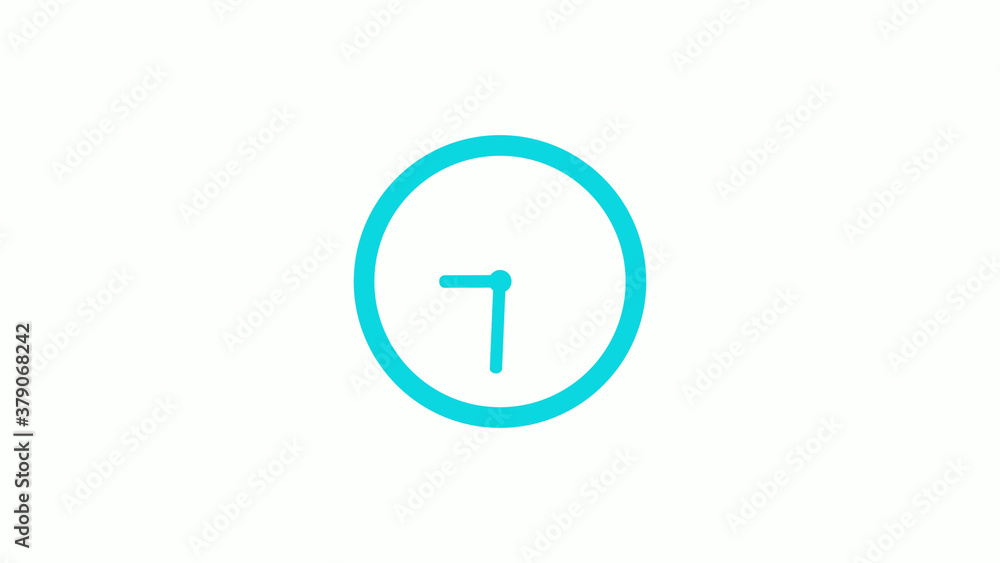 Amazing circle cyan color 12 hours clock icon on white background,circle clock icon without trick Amazing circle cyan color 12 hours clock icon on white background,circle clock icon without trick