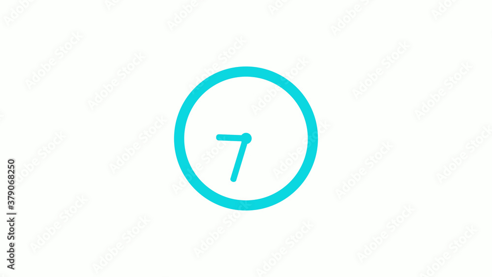 Amazing circle cyan color 12 hours clock icon on white background,circle clock icon without trick Amazing circle cyan color 12 hours clock icon on white background,circle clock icon without trick