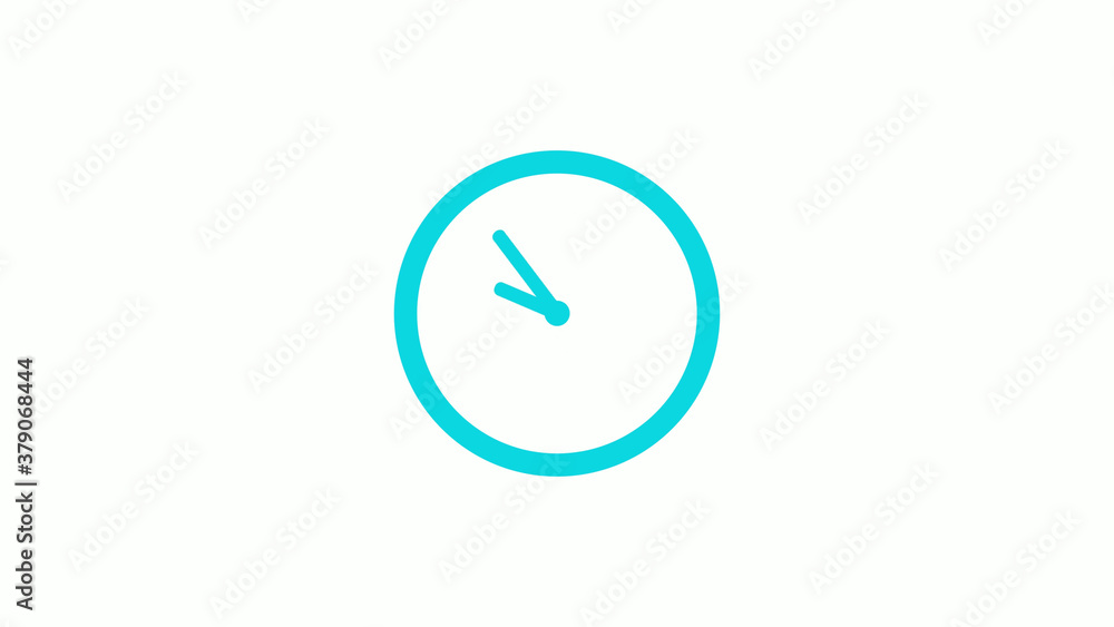 Amazing circle cyan color 12 hours clock icon on white background,circle clock icon without trick Amazing circle cyan color 12 hours clock icon on white background,circle clock icon without trick