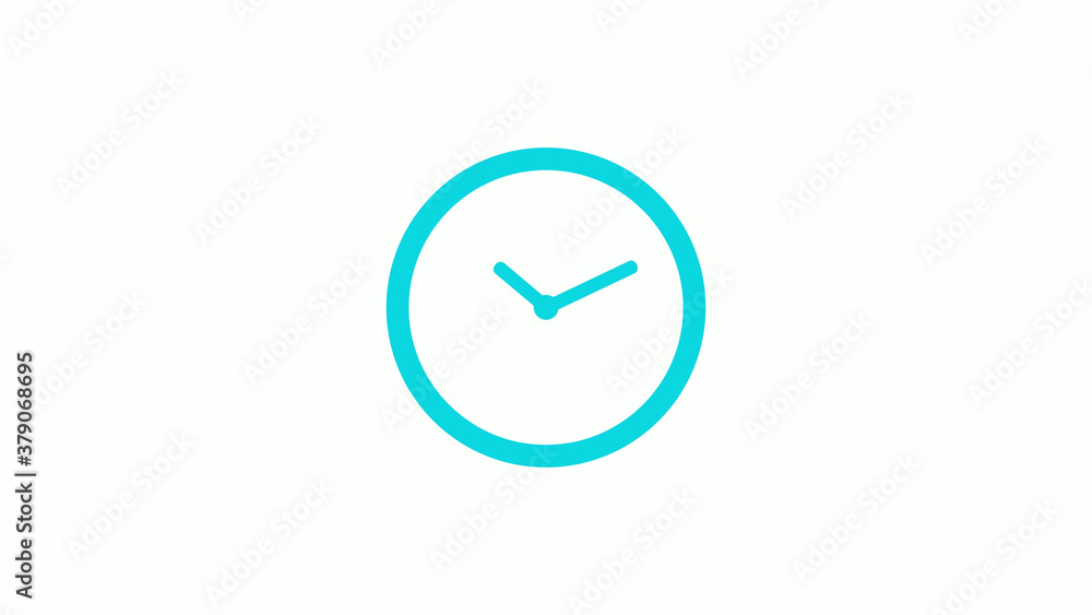 Amazing circle cyan color 12 hours clock icon on white background,circle clock icon without trick Amazing circle cyan color 12 hours clock icon on white background,circle clock icon without trick