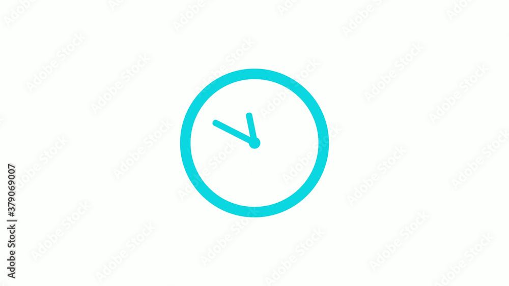 Amazing circle cyan color 12 hours clock icon on white background,circle clock icon without trick Amazing circle cyan color 12 hours clock icon on white background,circle clock icon without trick