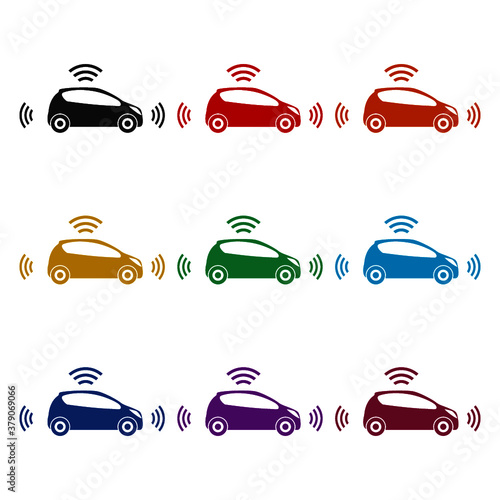 Self driving car icon, color set