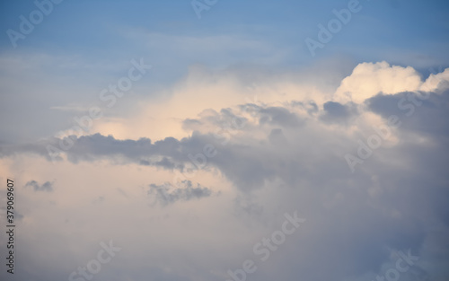 Blue sky above a layer of clouds