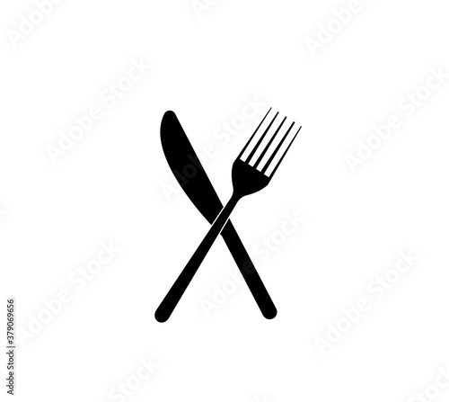 cutlery. Plate fork and knife silhouette