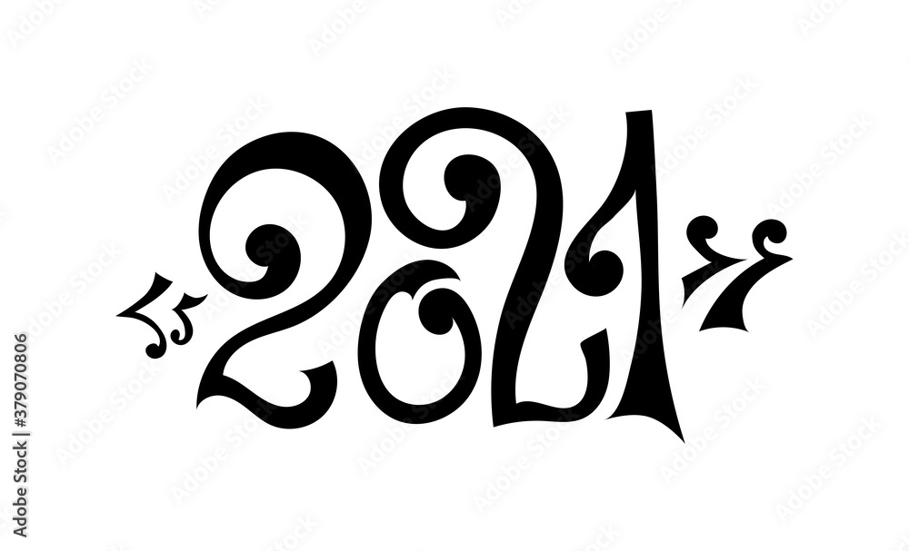 2021 New year. Vector design template. Lettering for sticker. Banner text 2021 New year. Vector design template. Lettering for sticker. Banner text