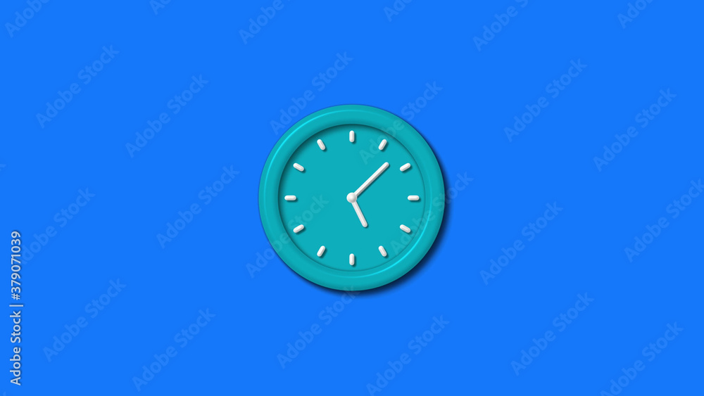 New cyan color 3d wall clock isolated on blue background,wall clock New cyan color 3d wall clock isolated on blue background,wall clock