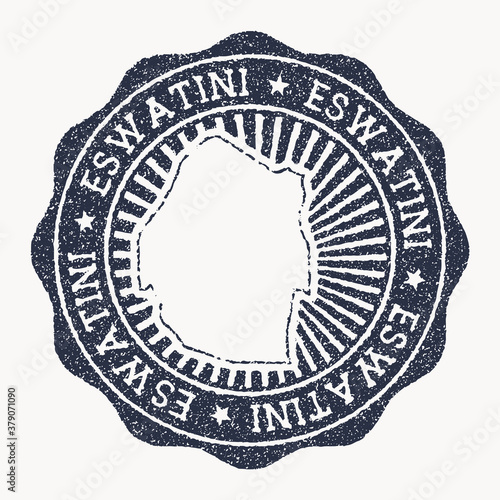 Swaziland stamp. Travel rubber stamp with the name and map of the country, vector illustration. Can be used as insignia, logotype, label, sticker or badge of Eswatini.