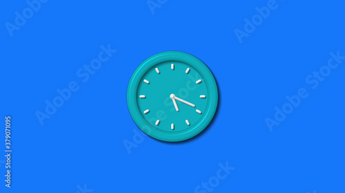 New cyan color 3d wall clock isolated on blue background,wall clock