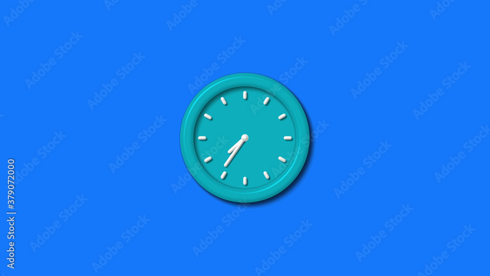 New cyan color 3d wall clock isolated on blue background,3d wall clock New cyan color 3d wall clock isolated on blue background,3d wall clock
