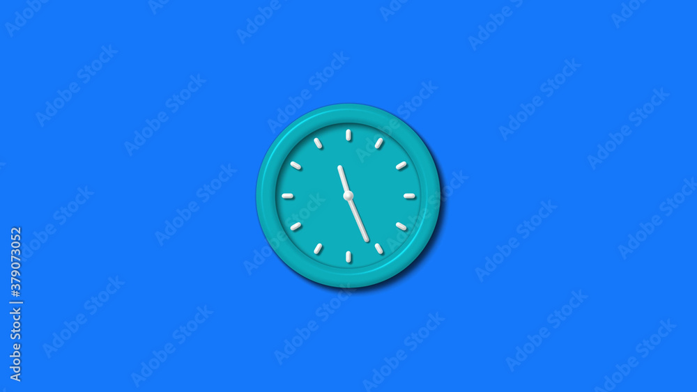 New cyan color 3d wall clock isolated on blue background,3d wall clock New cyan color 3d wall clock isolated on blue background,3d wall clock