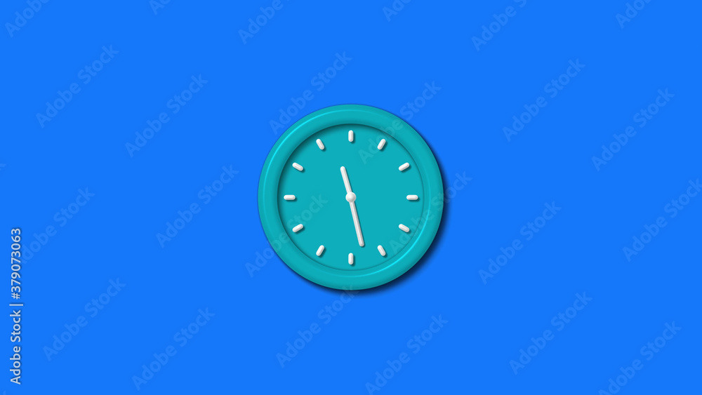 New cyan color 3d wall clock isolated on blue background,3d wall clock New cyan color 3d wall clock isolated on blue background,3d wall clock