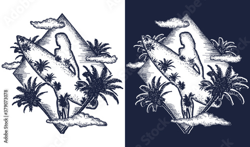 Photography Surfing tattoo art and t-shirt design
