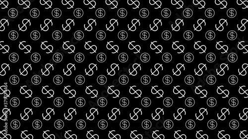 dollar money sign pattern on black background, dollar sign wall art pattern, usd dollar currency symbol for wallpaper, dollar pattern for fabric print