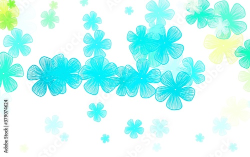 Light Green vector abstract background with flowers.