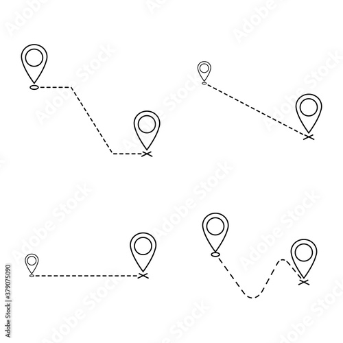 Vector icon set, symbol we´ve moved announcement collection design image isolated on white background, dashed lines