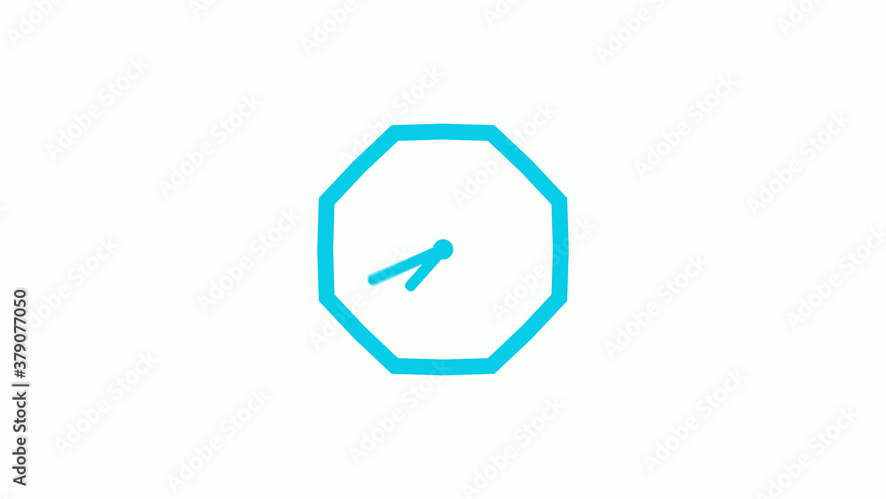 Amazing cyan color counting down clock icon on white background,clock icon without trick Amazing cyan color counting down clock icon on white background,clock icon without trick