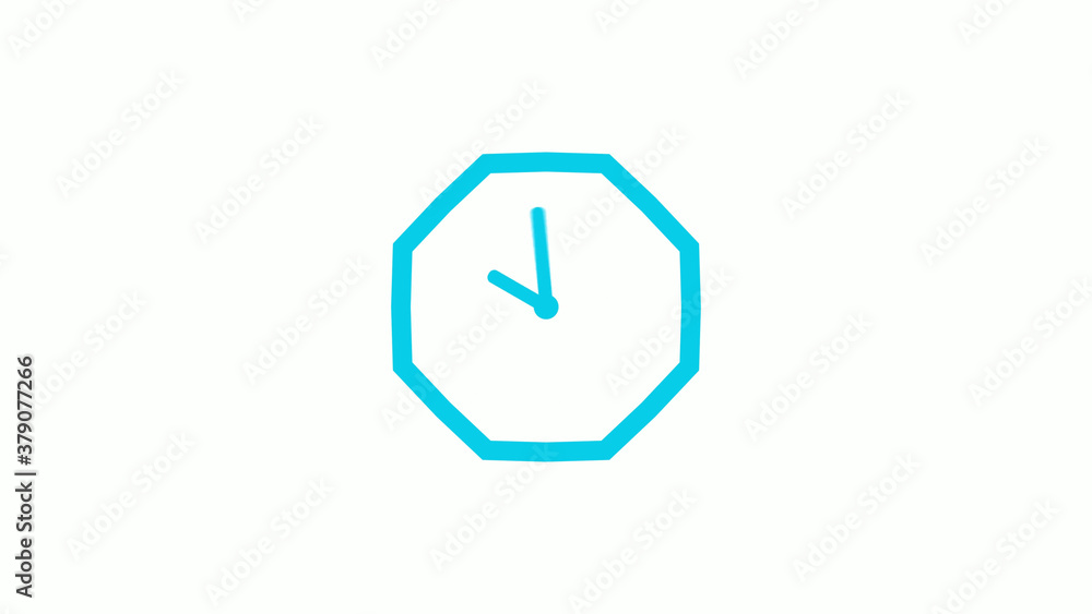 Amazing cyan color counting down clock icon on white background,clock icon without trick Amazing cyan color counting down clock icon on white background,clock icon without trick
