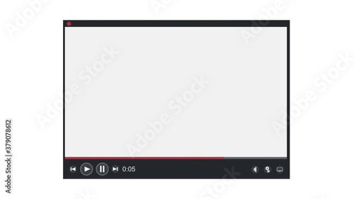 Video player. Animation of the program interface, alpha channel enabled. Cartoon