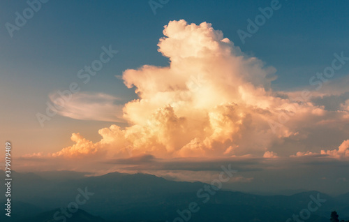 Landscape view of large cloud in sunset at border of Thailand and Myanmar