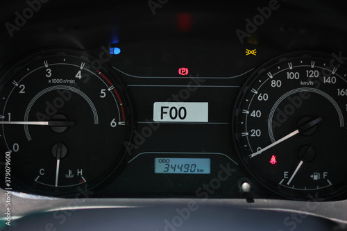 car​ instrument panel, car​ speen motor of​ night, car​ dashboard​ modern​ automobile control​illuminated panel​ speed display.