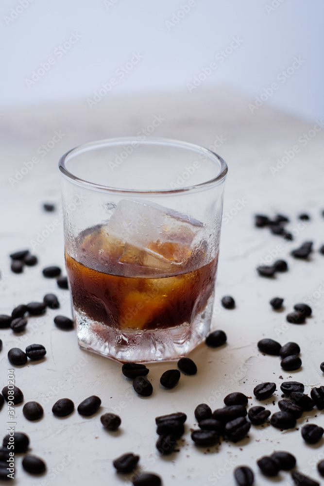 Ice coffee Americano and Coffee Bean Day light Ice coffee Americano and Coffee Bean Day light
