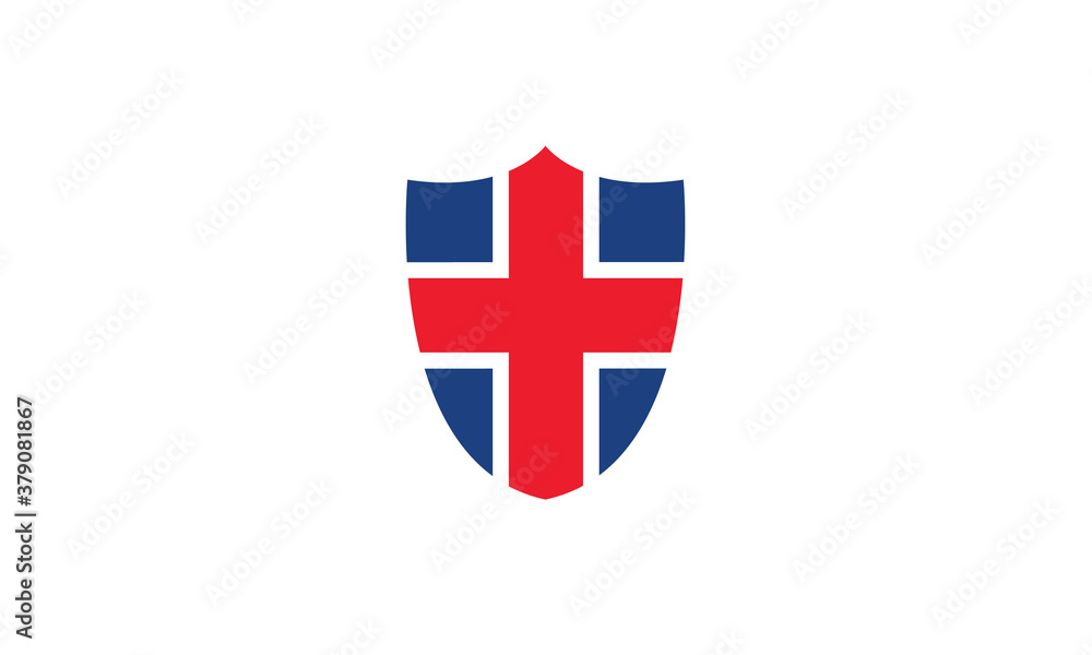 Obraz premium Iceland flag shield vector illustration