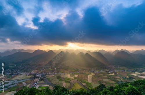 Rice field in harvest time in Bac Son valley  Lang Son  Vietnam