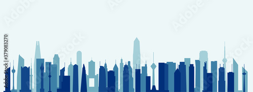 Abstract futuristic city sky with modern buildings vector wallpaper background. Vector illustration EPS 10.