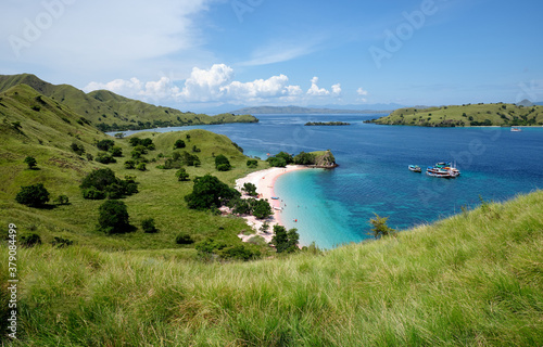 Pink Beach Top view in Komodo National Park, Indonesia photo
