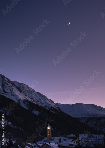 Mountain village in winter