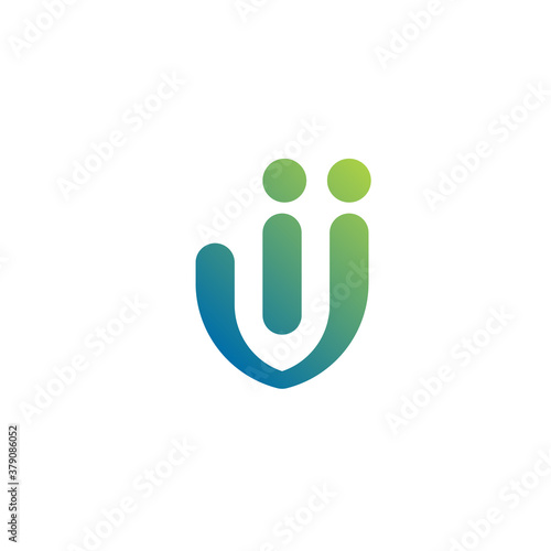 two people from letter i and j, shield shape