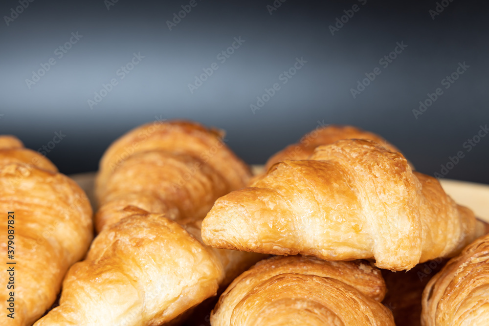 croissant bread and black background