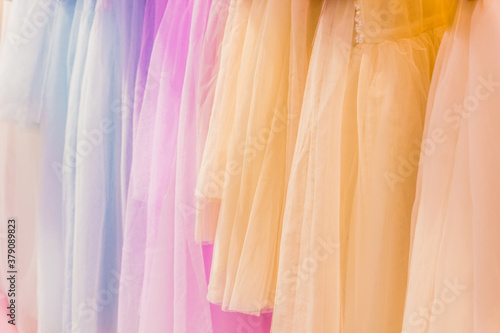 Wallpaper Mural Colorful tulle pieces. Materials for dresses, veil, evening dresses, celebration, fashion designs, ... Tulle fabric background Torontodigital.ca