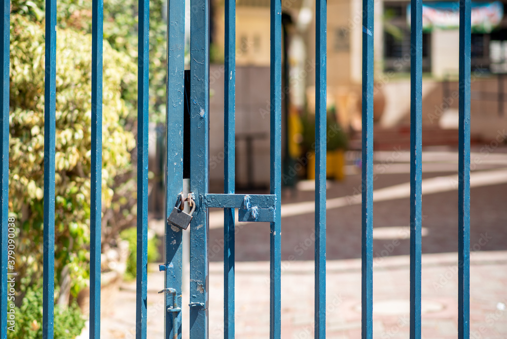 Schools and preschools locked due lockdown, coronavirus pandemic and second wave of covid-19. Schools and preschools locked due lockdown, coronavirus pandemic and second wave of covid-19.