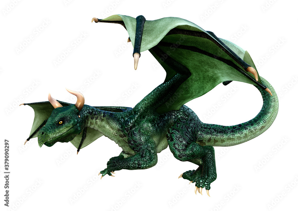 Fototapeta premium 3D Rendering Fairy Tale Dragon on White