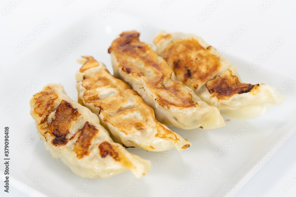 dumpling (Gyoza in Japanese) white background 