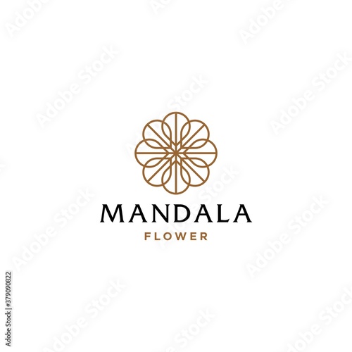 Abstract mandala flower swirl logo icon vector design. Elegant premium ornament vector logotype symbol.	