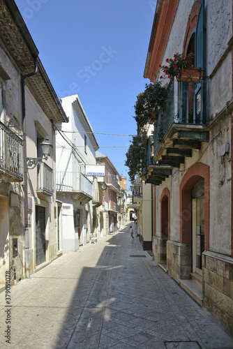 A narrow street among the old houses of San Bartolomeo in Galdo  a small town in the province of Benevento  Italy. 