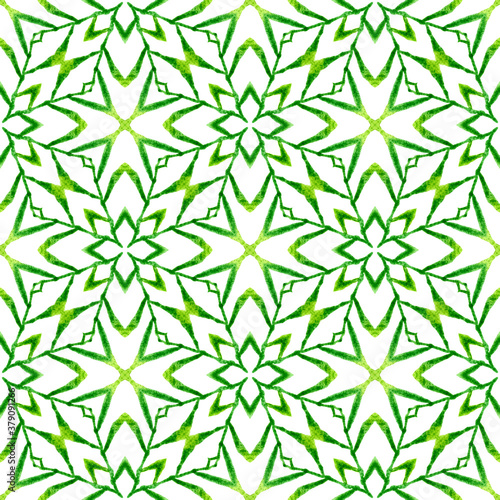 Hand drawn green mosaic seamless border. Green 