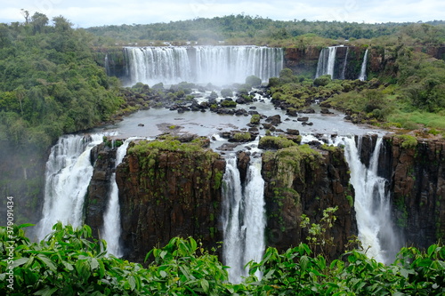 Brazil Foz do Iguacu - Iguazu Falls - Las Cataratas del Iguazu scenic green cascades view