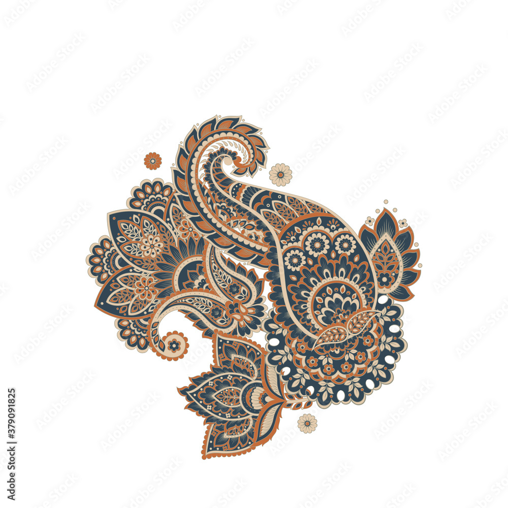 Damask Paisley isolated vector ornament