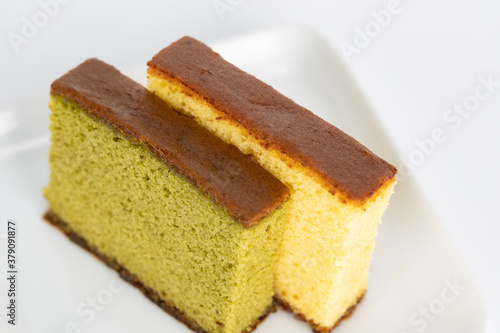 Japanese castella cake close up