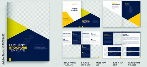 Corporate Brochure Template Design, Editable Company Profile Design, 8 pages, annual report editable brochure template layout
