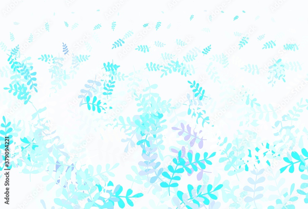 Light BLUE vector doodle pattern with leaves. Light BLUE vector doodle pattern with leaves.