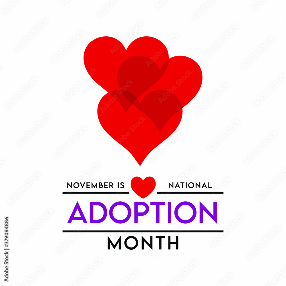 Vector illustration on the theme of National Adoption month observed each year during November.