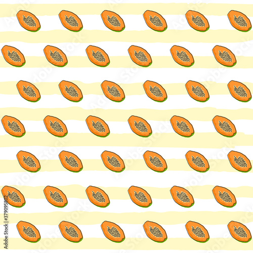 Fruit vector illustration background with papaya fruit