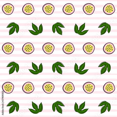 Vector gentle illustration background with lines of passion fruit